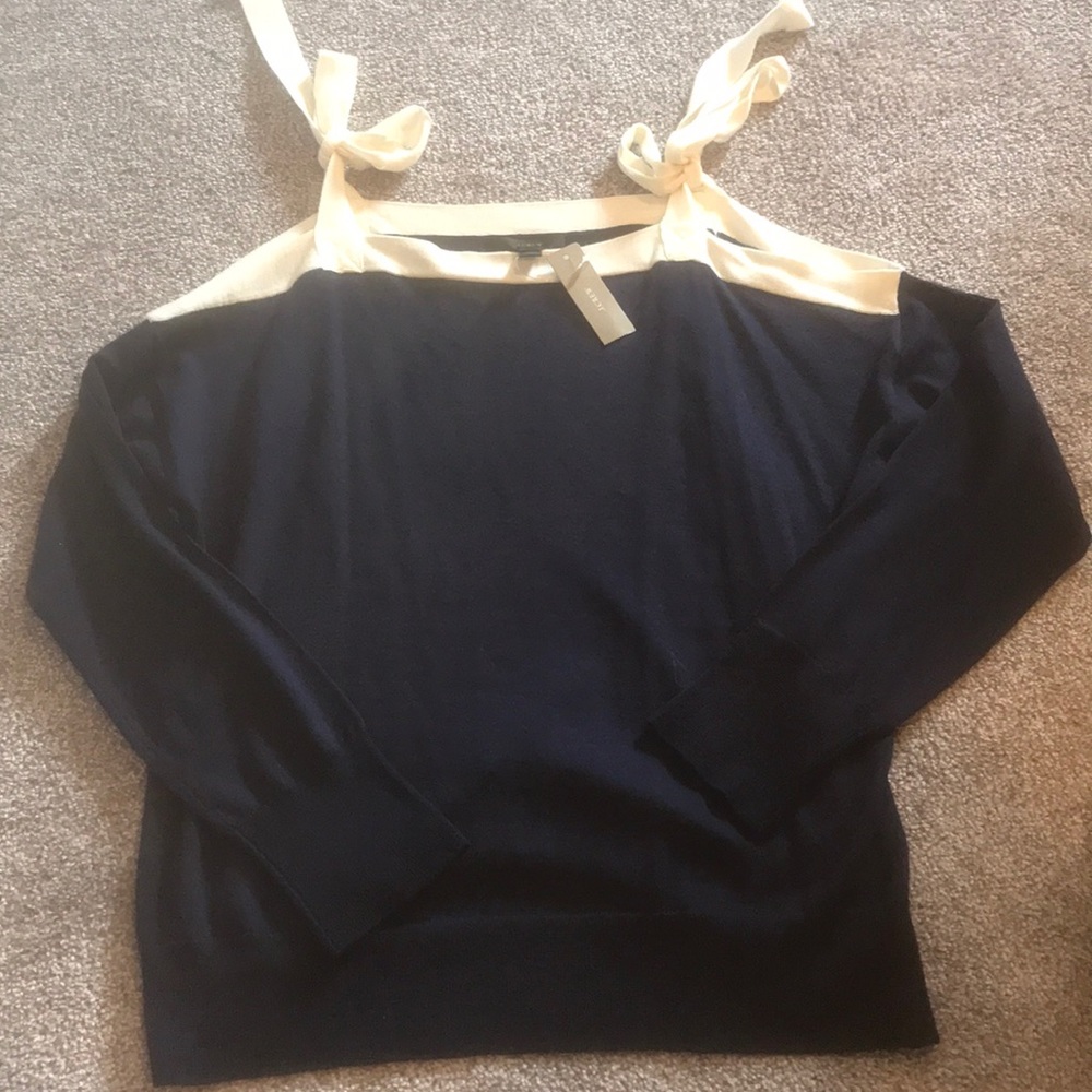 Jcrew tie shoulder sweater merino wool